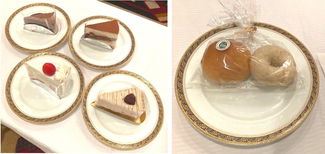 Vegan sweets: 4 types of cake from Shochiku-en, and and soy-milk round bread from Matsuendon