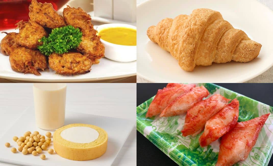 ヴィーガン対応のお肉、シーフード、クロワッサン、スイーツ