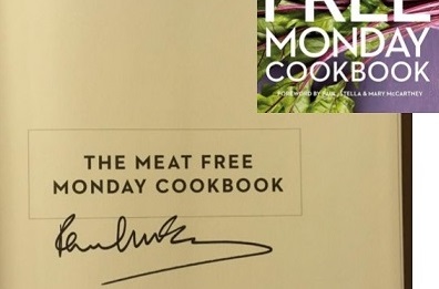 ポールマッカートニー直筆サイン入りのミートフリーマンデー料理本をプレゼント！