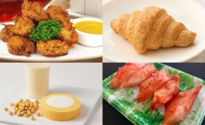 Vegan-friendly meat, seafood, croissants, and sweets