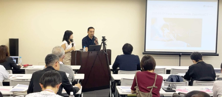 Mr. Chihiro Miyazaki, CEO of Soranoiro, with Haruko Kawano, Representative of VegeProject Japan